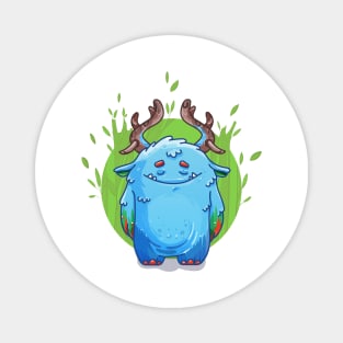 Cute Burly Friendly Monster in Forest Magnet